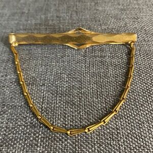 Vintage ANSON Gold Tone Tie Bar with Safety Chain